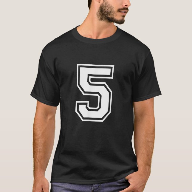 Number 5 Birthday Varsity Sports Team Jersey T-Shirt (Front)