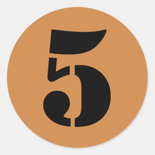 Number 5 Five Peru Gold Stencil Numbers by Janz Classic Round Sticker