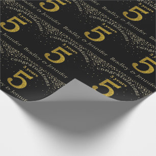 Number 5 Glitter Gold Anniversary Wrapping Paper