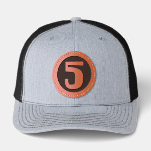 Number 5 leather patch hat