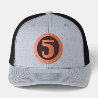 Number 5 leather patch hat