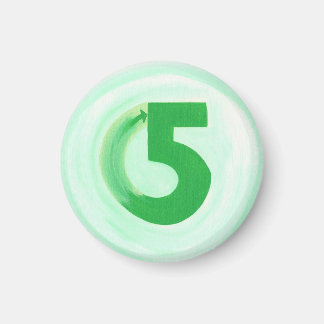 Number 5 magnet with green