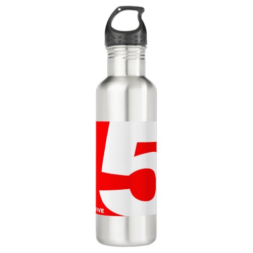 NUMBER_5_RED Five Minimal Black Funny Stainless Steel Water Bottle