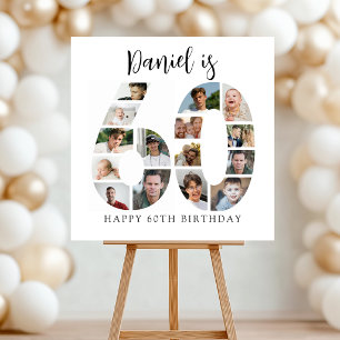 Number 60 Photo Co lage 60th Birthday Party Foam Board