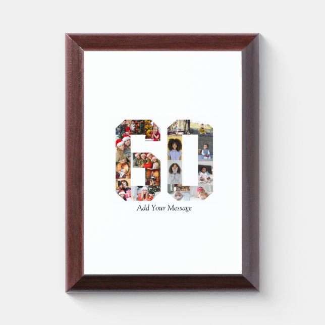 Number 60 Photo Collage Award Plaque (Vertical)