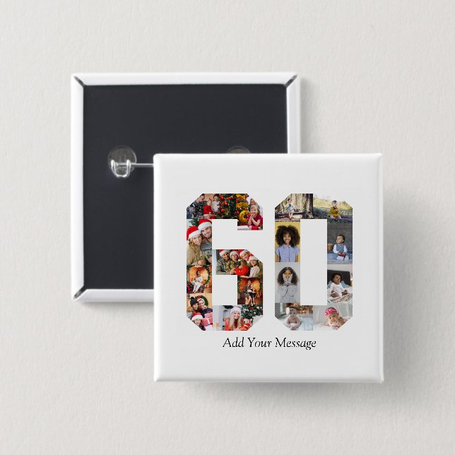 Number 60 Photo Collage Button (Front & Back)