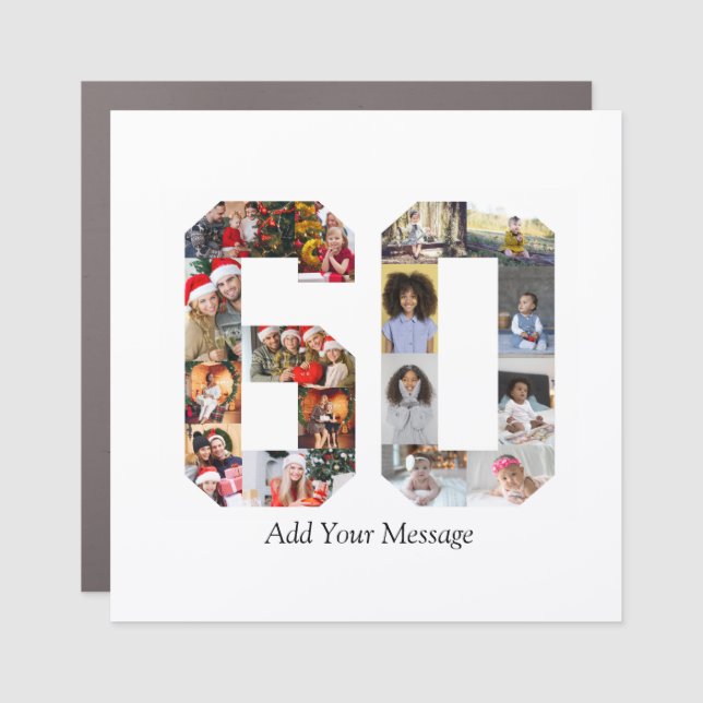 Number 60 Photo Collage Car Magnet (Front)
