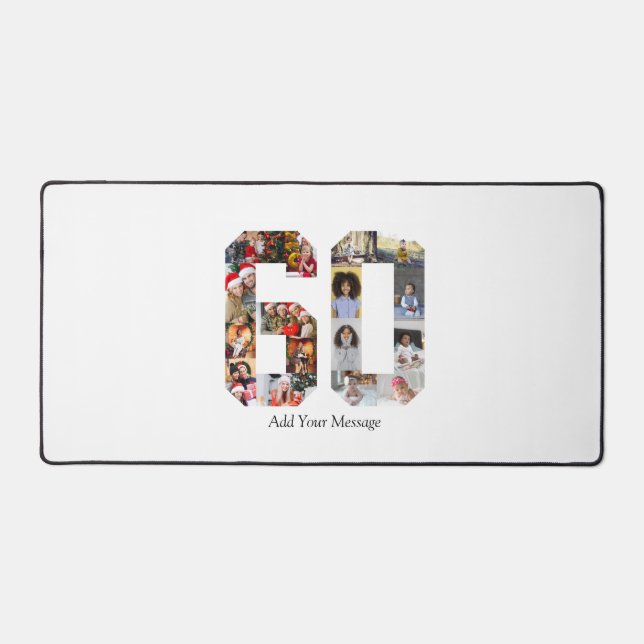 Number 60 Photo Collage Desk Mat (Front)