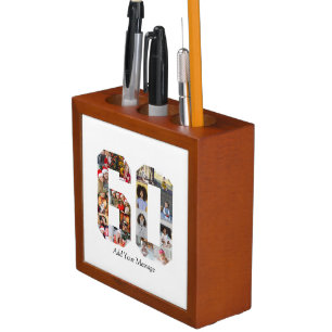 Number 60 Photo Collage Desk Organizer