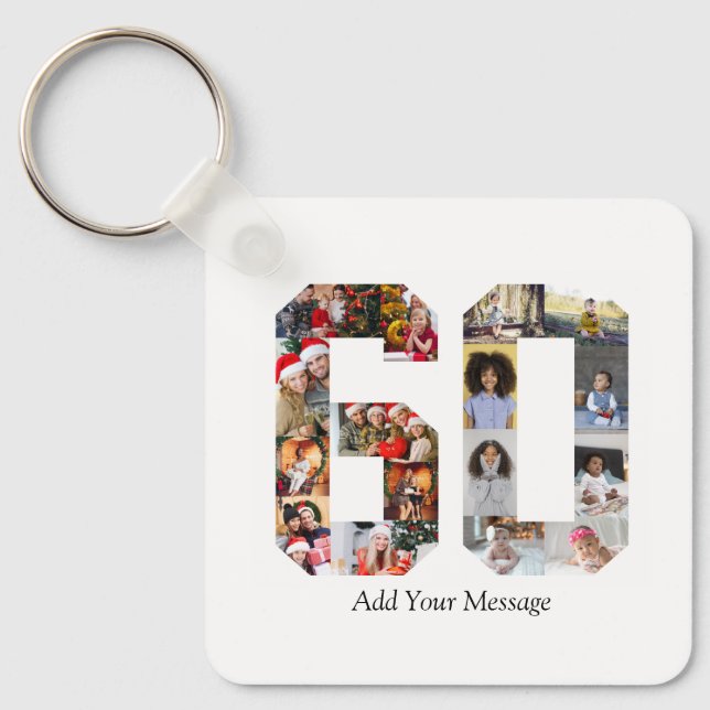 Number 60 Photo Collage Keychain (Front)