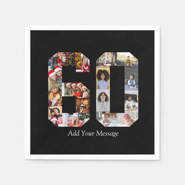 Number 60 Photo Collage Napkins (Front)