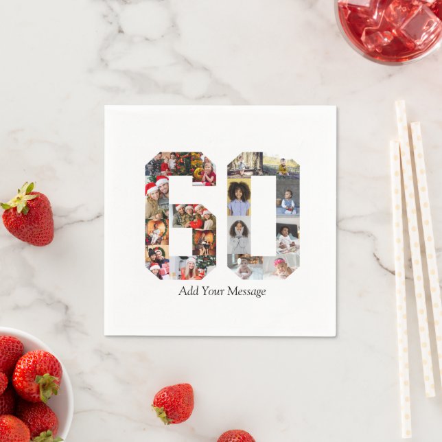 Number 60 Photo Collage Napkins (Insitu)