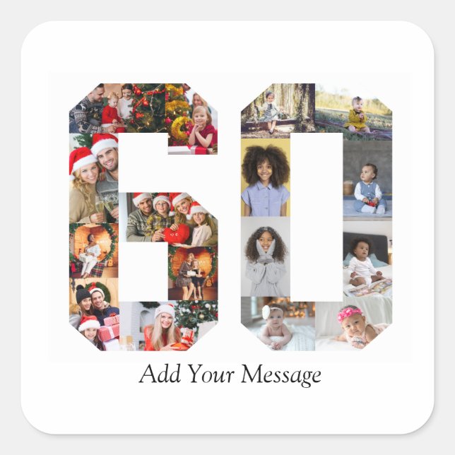 Number 60 Photo Collage Square Sticker (Front)