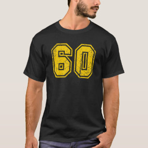 Number 60 Sports Jersey Uniform Fan Athlete Yellow T-Shirt