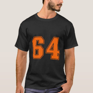 Number 64 Orange Sports Jersey Lucky Number T-Shirt