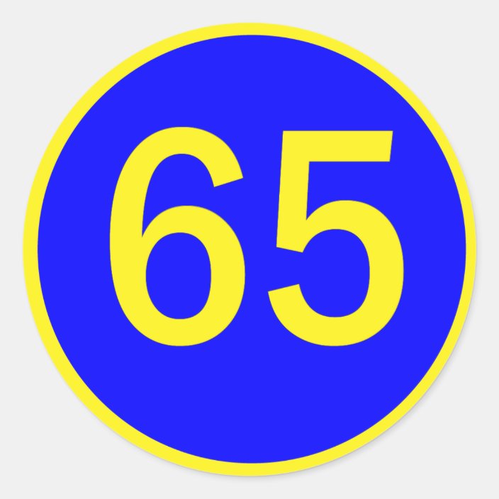 number, 65, in a circle classic round sticker | Zazzle.com