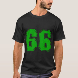Number 66 Green Sports Fan Jersey Number T-Shirt