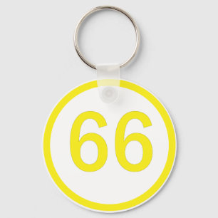 Number, 66, in a circle keychain