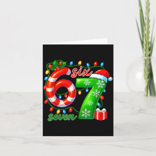 Number 67 Meme Retro Santa 6 7 Holiday Six Seven C Card