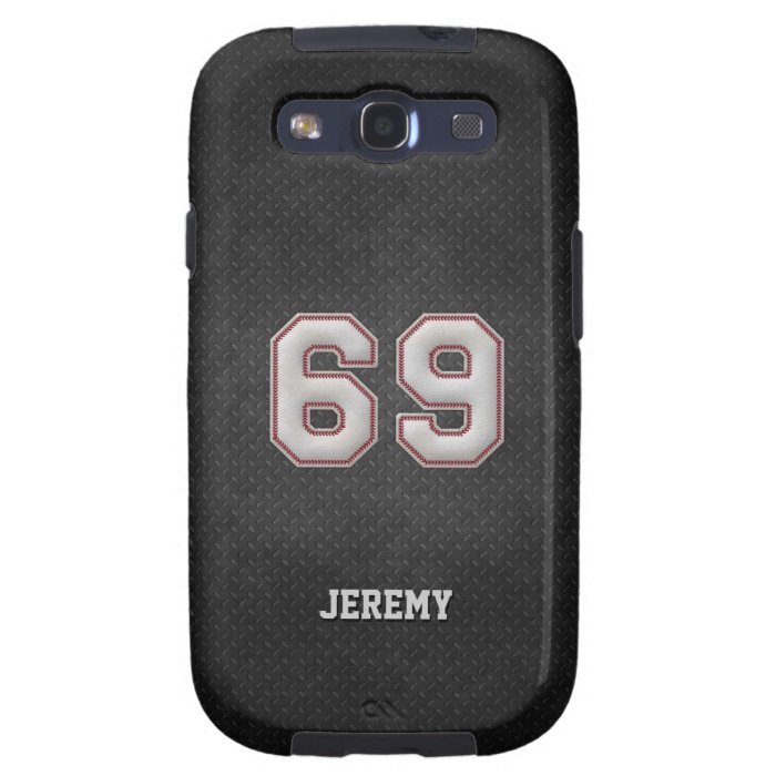 Number 69 Baseball Stitches with Black Metal Look Samsung Galaxy S3 Cover