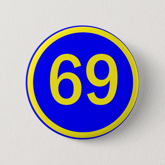 number, 69, in a circle button (Front)