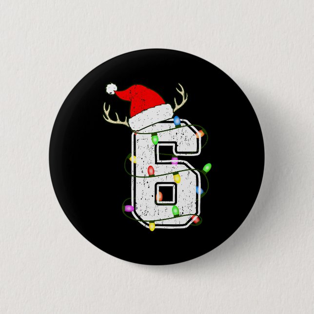 Number 6 6th Birthday Boy Six Christmas Happy Birt Button (Front)