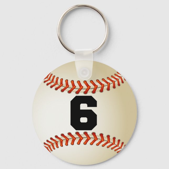 Number 6 Baseball Keychain (Front)