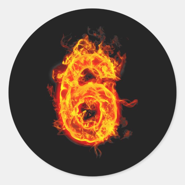Number 6 Fire Ice Number Six Seven Meme 67 Alpha S Classic Round Sticker (Front)