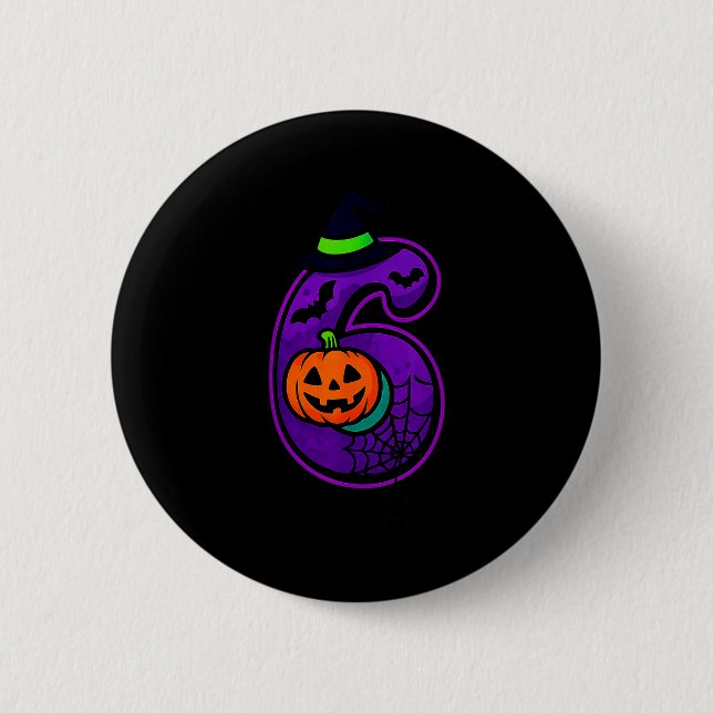 Number 6 Funny Meme Saying 6 7 Six Seven Halloween Button (Front)