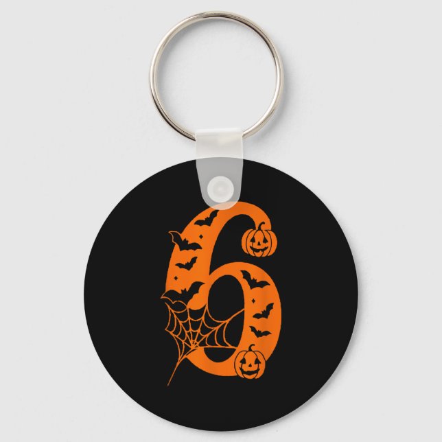 Number 6 Funny Meme Saying 6 7 Six Seven Halloween Keychain (Front)