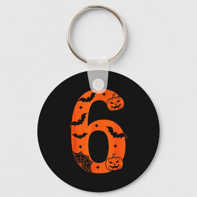 Number 6 Funny Six Seven Meme Halloween  Keychain (Front)
