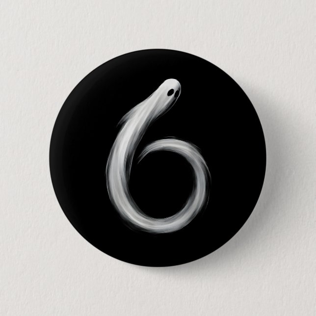 Number 6 Ghost Funny Six Seven 67 Halloween Meme  Button (Front)