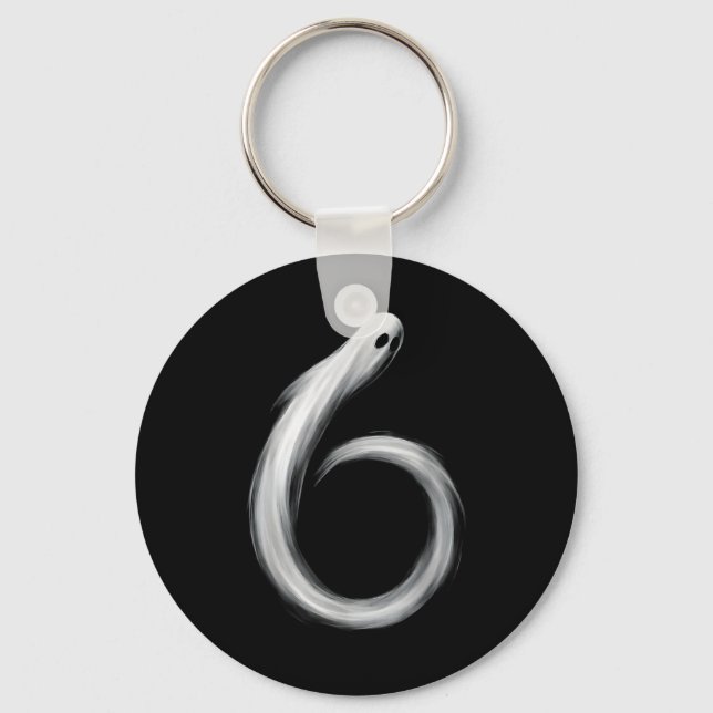 Number 6 Ghost Funny Six Seven 67 Halloween Meme  Keychain (Front)