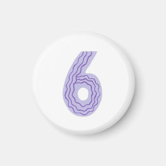 Number 6 magnet with lavender and purple