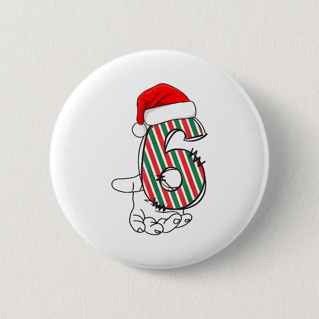 Number 6 Matching 67 Meme Christmas Costume Men Wo Button (Front)