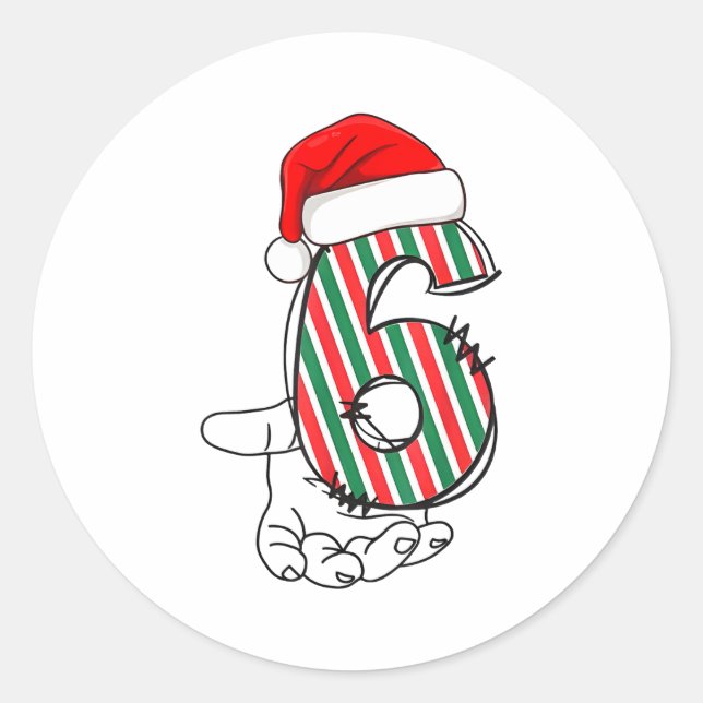 Number 6 Matching 67 Meme Christmas Costume Men Wo Classic Round Sticker (Front)