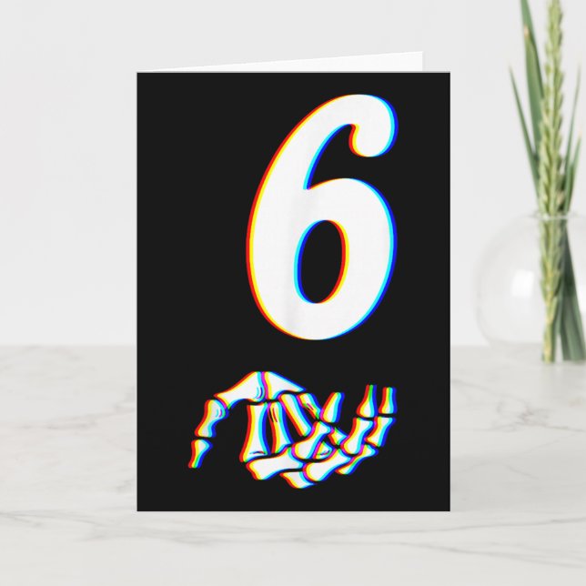 Number 6 Matching 67 Meme Skeleton Hand Halloween  Card (Front)