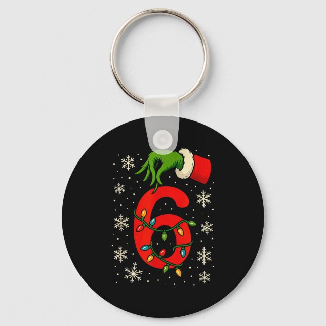 Number 6 Matching Six Seven Meme Christmas Boys Yo Keychain (Front)
