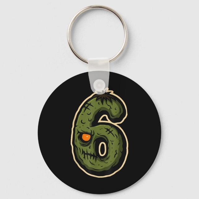 Number 6 Monster 67 Meme Matching Couple Halloween Keychain (Front)