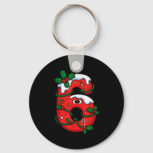 Number 6 Santa Costume Meme Christmas Matching Cou Keychain (Front)