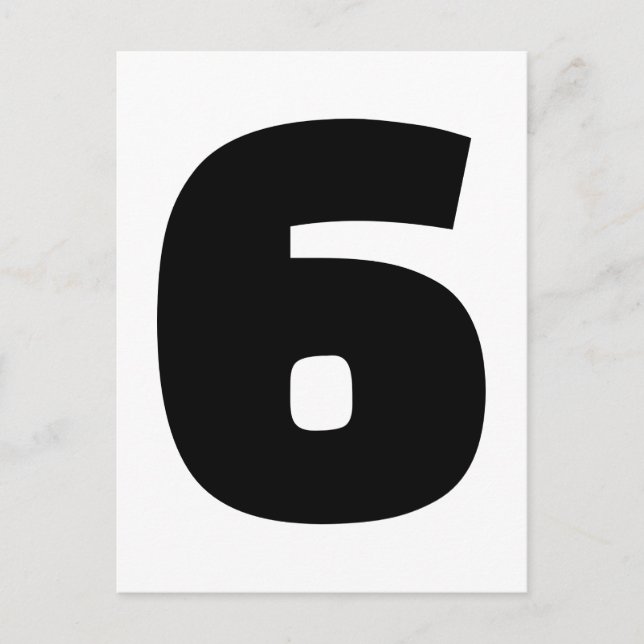 Number 6 six postcard (Front)