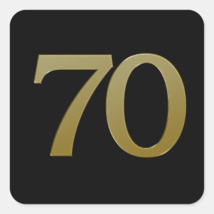 Number 70 Gold Square Sticker
