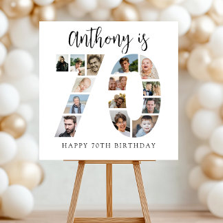 Number 70 Photo Co|lage 70th Birthday Party Foam Board