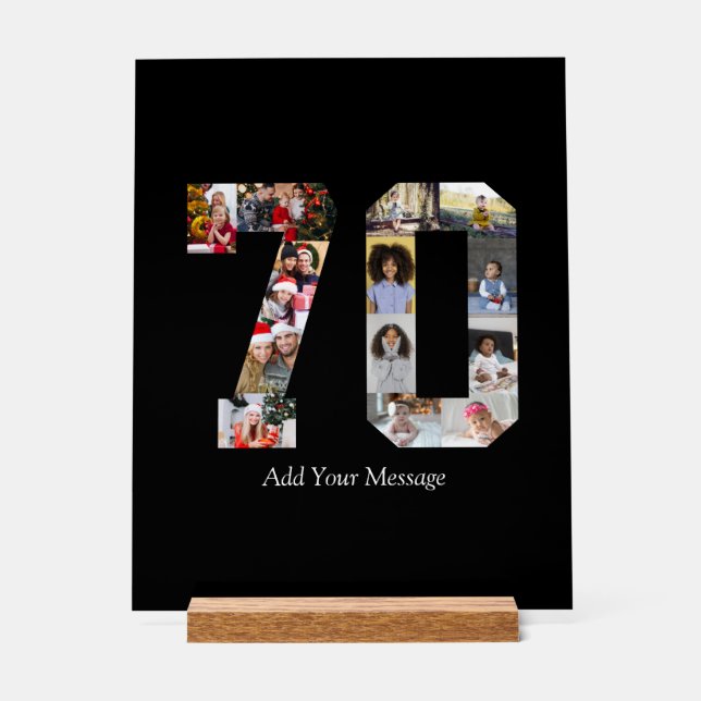 Number 70 Photo Collage Acrylic Sign (Front)