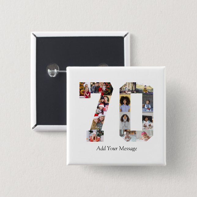 Number 70 Photo Collage Button (Front & Back)