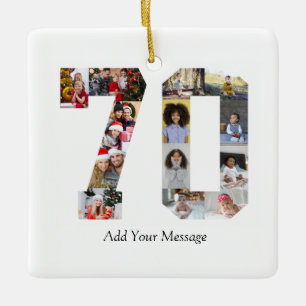 Number 70 Photo Collage Ceramic Ornament