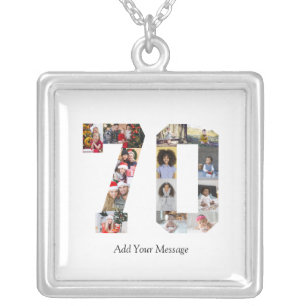 Number 70 Photo Collage Silver Plated Necklace
