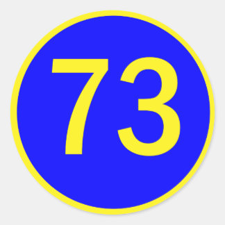 number, 73,  in a circle classic round sticker