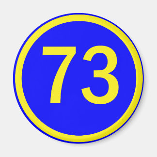 number, 73,  in a circle magnet