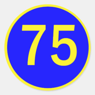 number, 75, in a circle classic round sticker